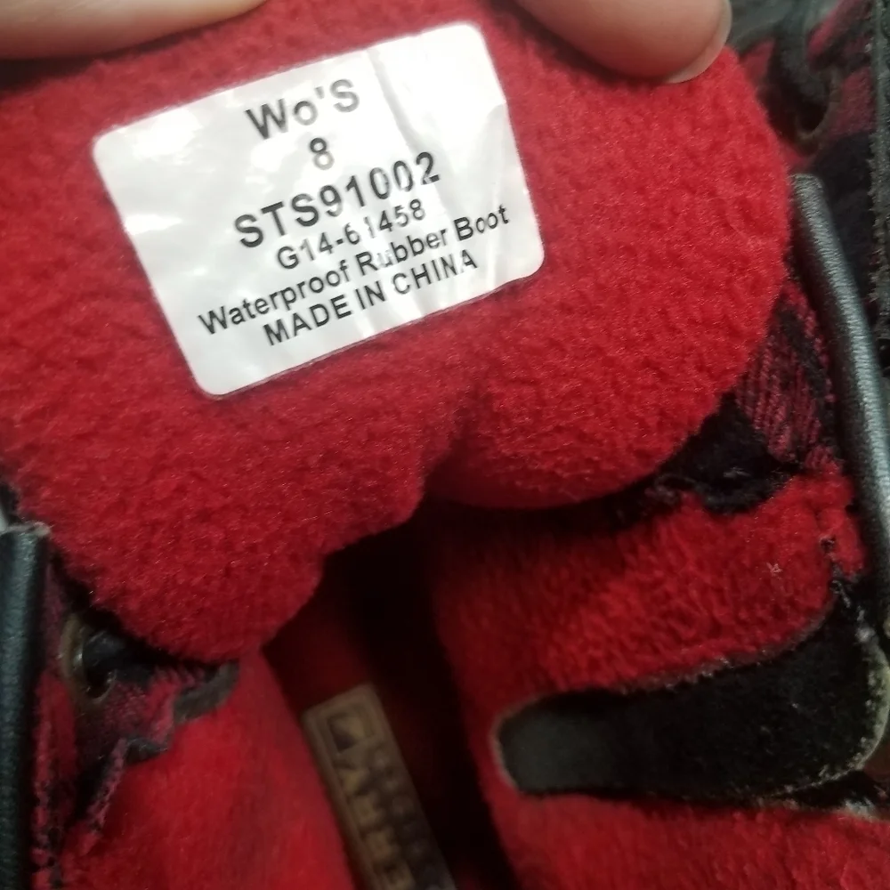 Sperry Red Black Plaud Waterproof Duck Boots Size 8